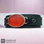 عکس دستبند چرم عقیق سرخ خراسانی خطی یا رقیه