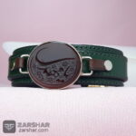 عکس دستبند چرم عقیق کبدی خوشرنگ یا مهدی
