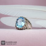 عکس انگشتر توپاز آبی اصل رکاب دست ساز تاج اشکی