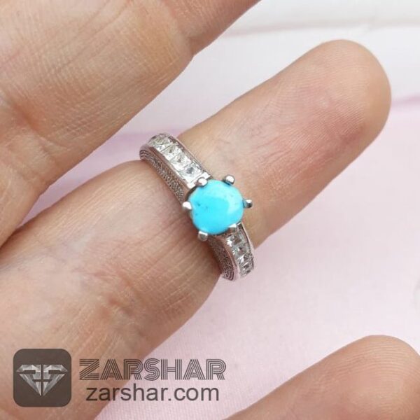 عکس انگشتر زنانه فیروزه نیشابوری با رکاب تایلندی