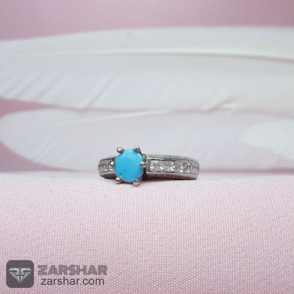 عکس انگشتر زنانه فیروزه نیشابوری با رکاب تایلندی