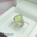 عکس انگشتر ست عقیق سبز کاهویی یا علی یا زهرا تراش شمسه
