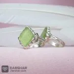 عکس انگشتر ست عقیق سبز کاهویی یا علی یا زهرا تراش شمسه