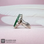 عکس انگشتر عقیق سبز یا زهرا با خط درجه یک و تراش شمسه
