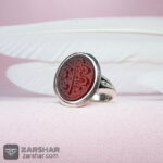 عکس انگشتر عقیق قرمز خطی الله و پنج تن طرح پا اردکی