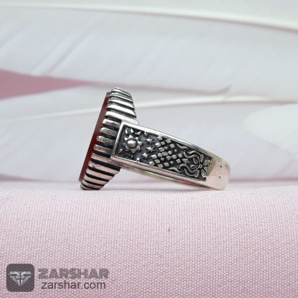 عکس انگشتر عقیق قرمز دو رنگ حکاکی یا عباس علمدار کربلا