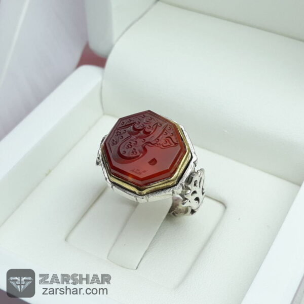 انگشتر عقیق یمنی سرخ خوشرنگ حسبی الله عکس انگشتر عقیق یمنی سرخ خوشرنگ حسبی الله