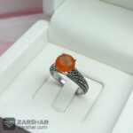 عکس انگشتر عقیق یمنی پرتقالی تراش الماسی زنانه