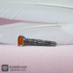 عکس انگشتر عقیق یمنی پرتقالی تراش الماسی زنانه