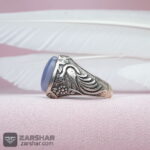 عکس انگشتر عقیق یمنی کبود طرح قلم