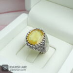 عکس انگشتر یاقوت زرد اصل چنگ دار