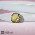 عکس انگشتر یاقوت زرد اصل چنگ دار