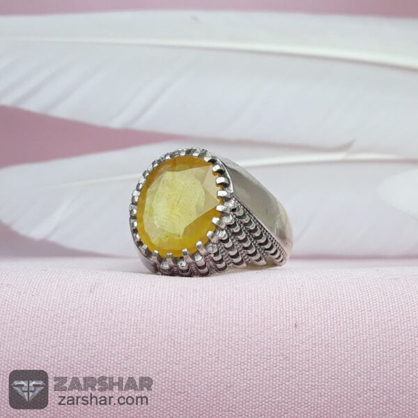 عکس انگشتر یاقوت زرد اصل چنگ دار