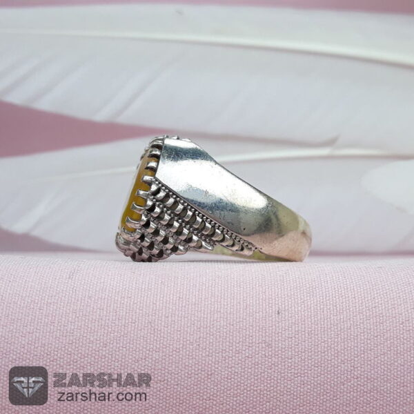 عکس انگشتر یاقوت زرد اصل چنگ دار