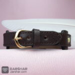 عکس دستبند چرمی عقیق قرمز خطی یا ریحانه النبی یا زهرا