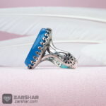 عکس انگشتر عقیق آبی یا مهدی با خط درجه یک