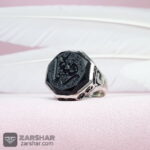 عکس انگشتر عقیق مشکی هشت ضلعی یا رقیه رکاب علی