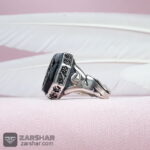 عکس انگشتر عقیق مشکی هشت ضلعی یا رقیه رکاب علی