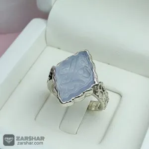 عکس انگشتر عقیق کبود خطی یا زهرا