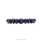 عکس دستبند بافت چرم و سنگ تایگر و حدید Alien