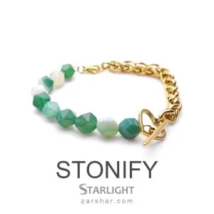 عکس دستبند زنجیر و سنگ عقیق STONIFY