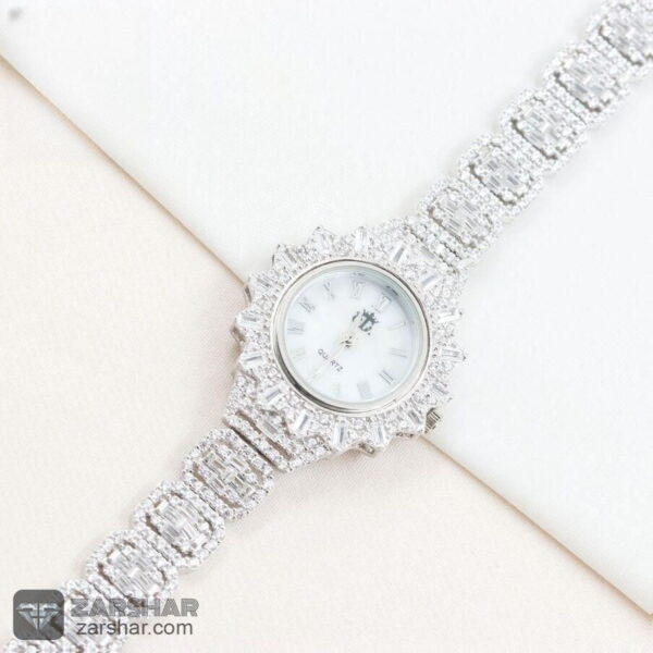 ساعت نقره زنانه طرح امرالدکات خورشیدی عکس ساعت نقره زنانه طرح امرالدکات خورشیدی