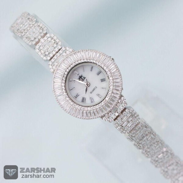 عکس ساعت زنانه نقره طرح امرالدکات مدل الارا