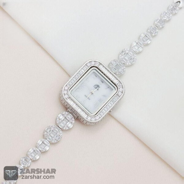 ساعت نقره مربعی زنانه شیک عکس ساعت نقره مربعی زنانه شیک
