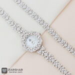 عکس ست ساعت نقره و دستنبد طرح بهار ۲