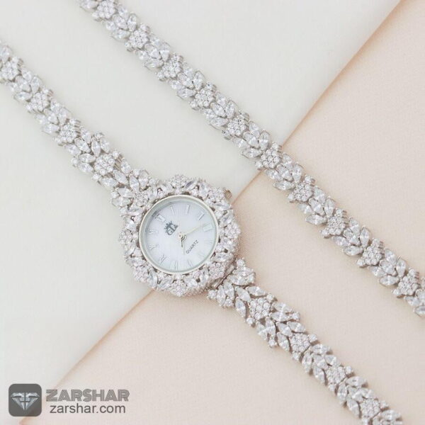 ست ساعت نقره و دستنبد طرح بهار ۲ عکس ست ساعت نقره و دستنبد طرح بهار ۲
