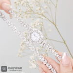 عکس ست ساعت نقره و دستنبد طرح بهار ۲