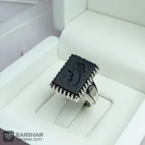 عکس انگشتر عقیق مشکی خطی الملک لله