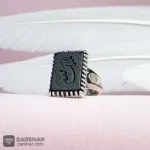 عکس انگشتر عقیق مشکی خطی الملک لله