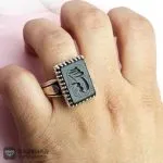 عکس انگشتر عقیق مشکی خطی الملک لله