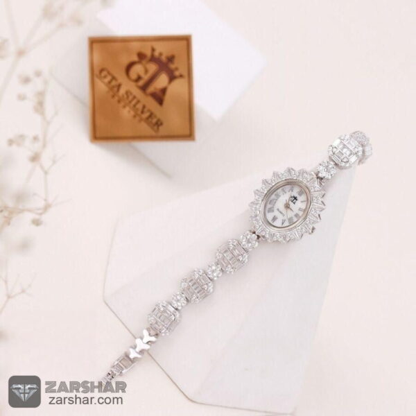 عکس ساعت نقره زنانه طرح امرالدکات و فلاور مدل امارا