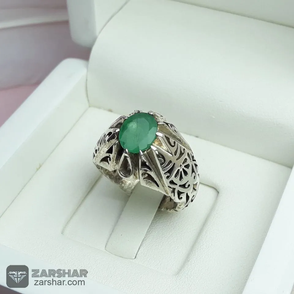 عکس انگشتر زمرد درجه یک رکاب دست ساز