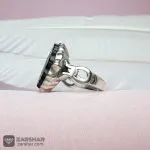 عکس انگشتر شمسه عقیق مشکی خطی حسین منی و انا من حسین