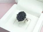 عکس انگشتر شمسه عقیق مشکی خطی حسین منی و انا من حسین