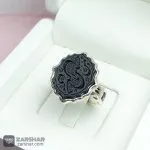 عکس انگشتر شمسه عقیق مشکی خطی حسین منی و انا من حسین
