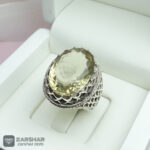 عکس انگشتر کوارتز لیمویی دست ساز رکاب شبکه چنگی