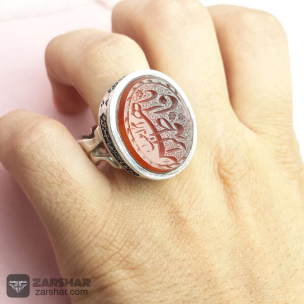 عکس انگشتر دست ساز عقیق یمنی یا فاطمه الزهرا