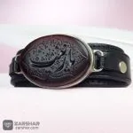 عکس دستبند نقره چرمی عقیق کبدی خراسانی یا زینب