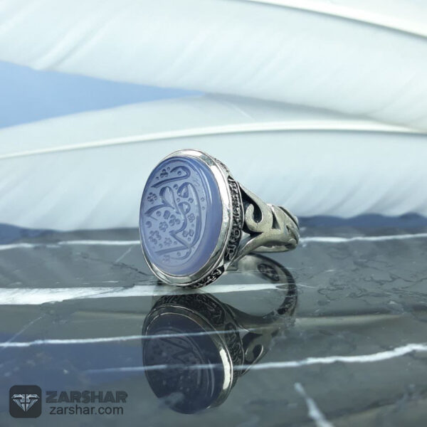 انگشتر عقیق کبود خطی یا فاطمه رکاب علی عکس انگشتر عقیق کبود خطی یا فاطمه رکاب علی