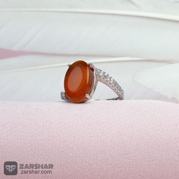 انگشتر عقیق یمنی سرخ زنانه طرح جیحون عکس انگشتر عقیق یمنی سرخ زنانه طرح جیحون