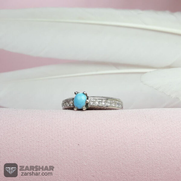 انگشتر فیروزه نیشابوری زنانه طرح زردیس عکس انگشتر فیروزه نیشابوری زنانه طرح زردیس