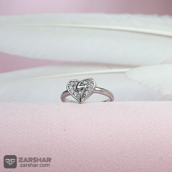 عکس انگشتر نقره فانتزی زنانه طرح قلب