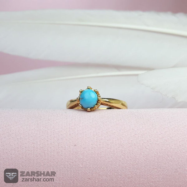 انگشتر نقره فیروزه نیشابوری زنانه طرح ساتیا آبکاری طلایی عکس انگشتر نقره فیروزه نیشابوری زنانه طرح ساتیا آبکاری طلایی