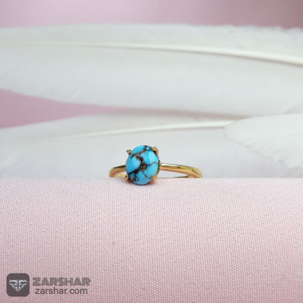 انگشتر نقره فیروزه نیشابوری زنانه طرح سارینا آبکاری طلایی عکس انگشتر نقره فیروزه نیشابوری زنانه طرح سارینا آبکاری طلایی