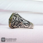 عکس انگشتر نقره اسپرت طرح یاقوت سبز