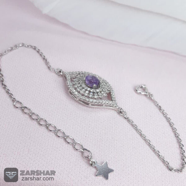 عکس دستبند نقره زنانه آماتیس طرح چشم